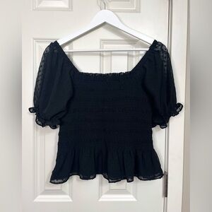 Express Smocked Peplum Blouse NWT